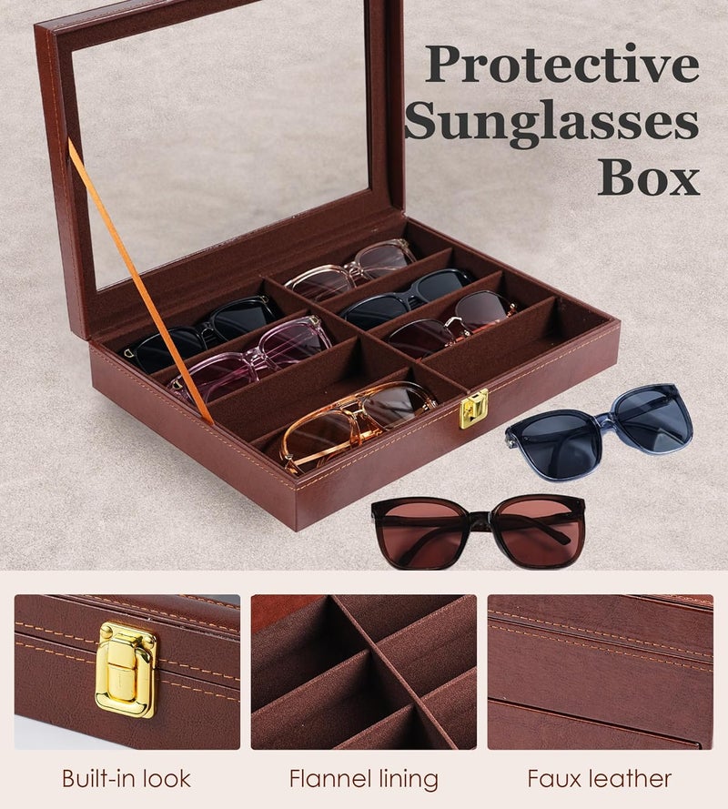 NEWLOOP Store Sunglasses Organizer Multiple Pairs of Glasses Display Case Sunglass Hard Shell Storage Box for Women Men 12/16 Slots - Image 3